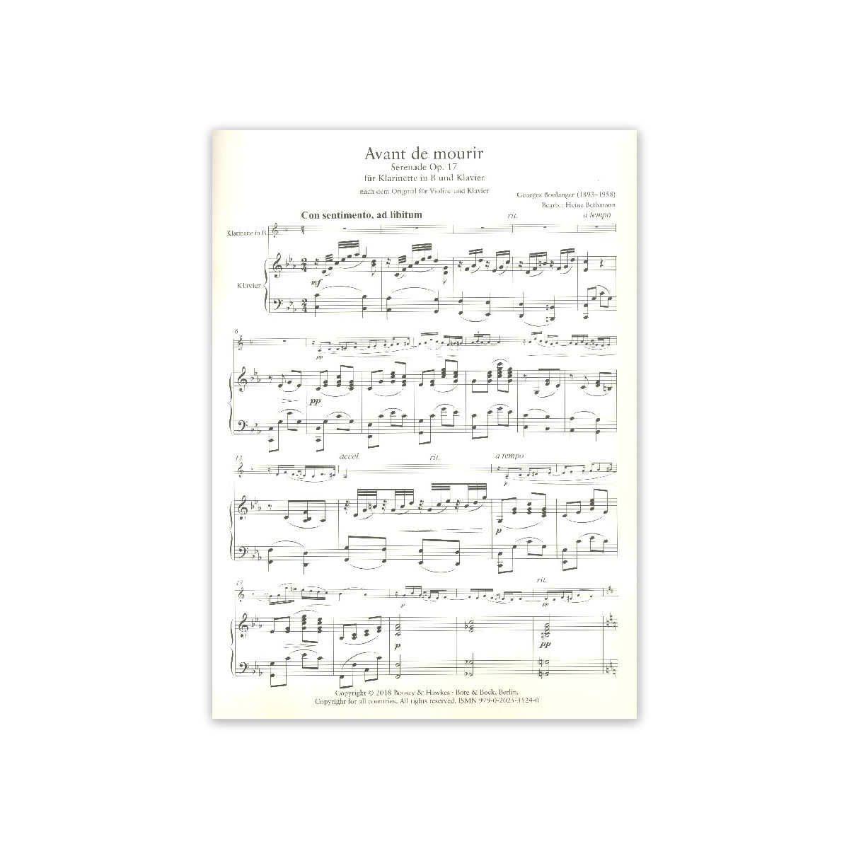 Boulanger, Avant de mourir op.17