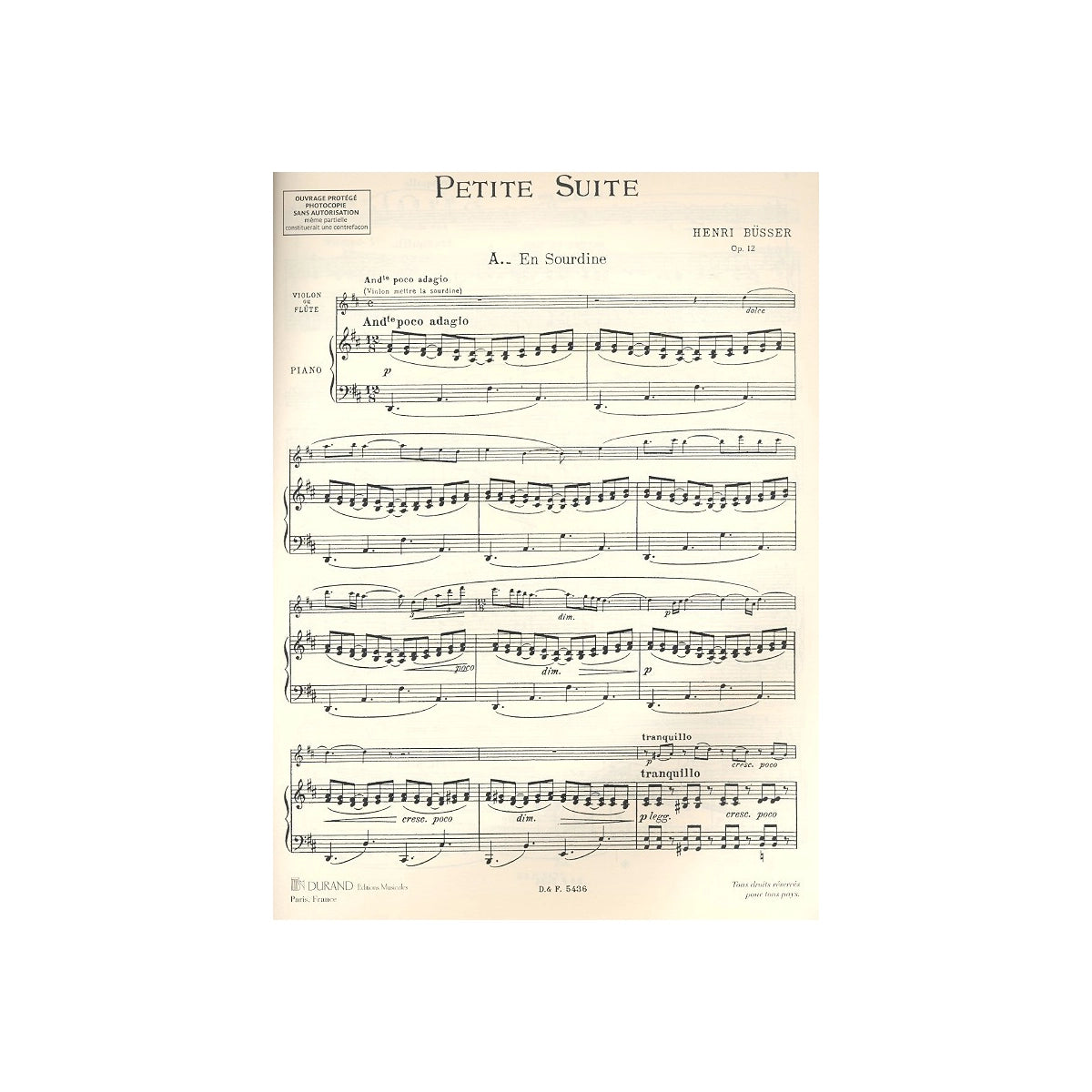 Büsser, Petite Suite op.12