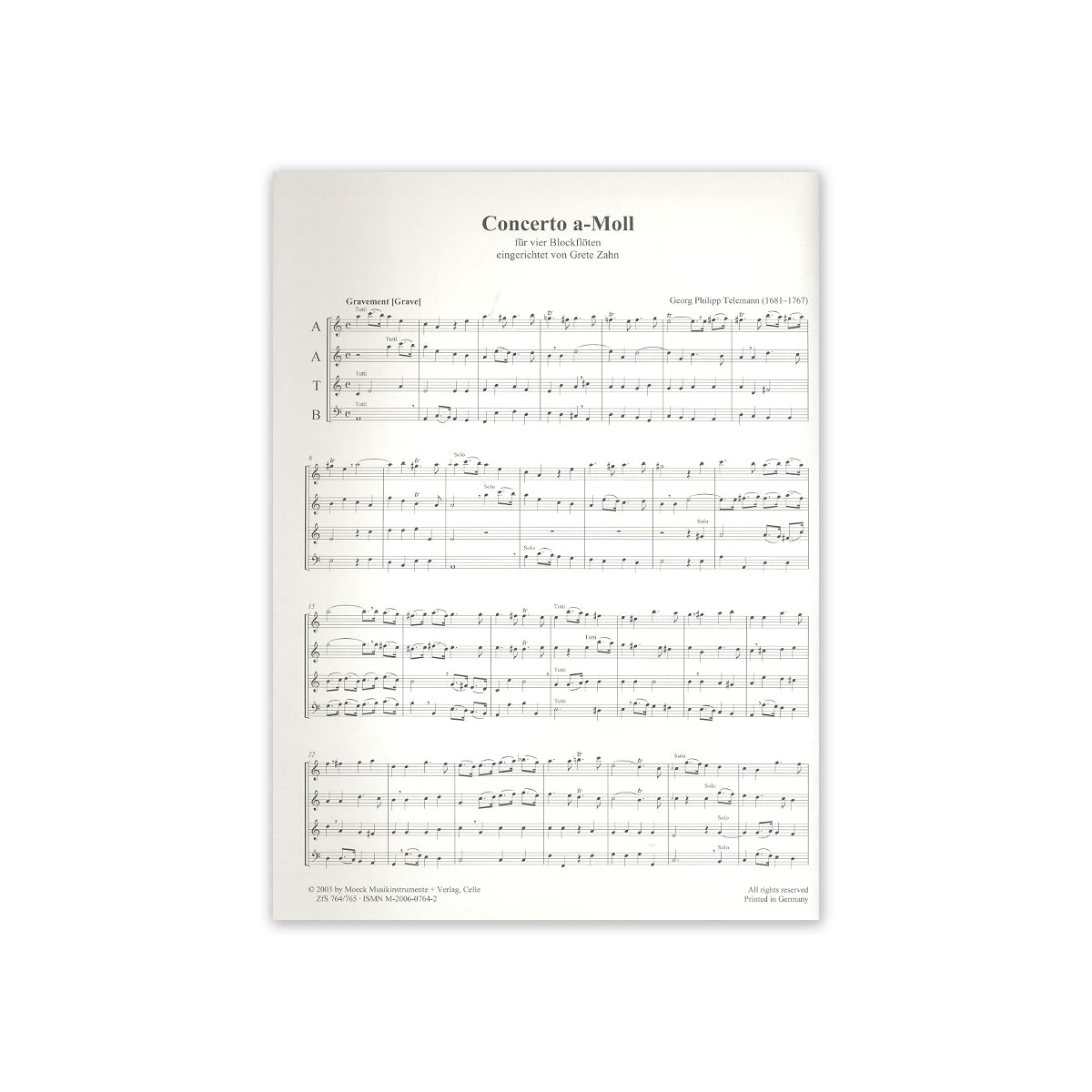 Telemann, Concerto a-Moll (AATB) View 1