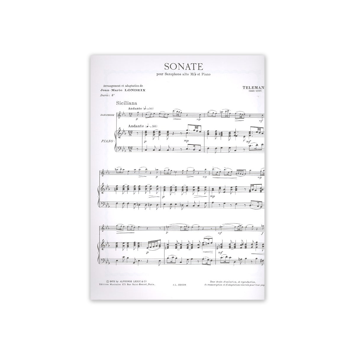 Telemann, Sonate ut mineur View 1