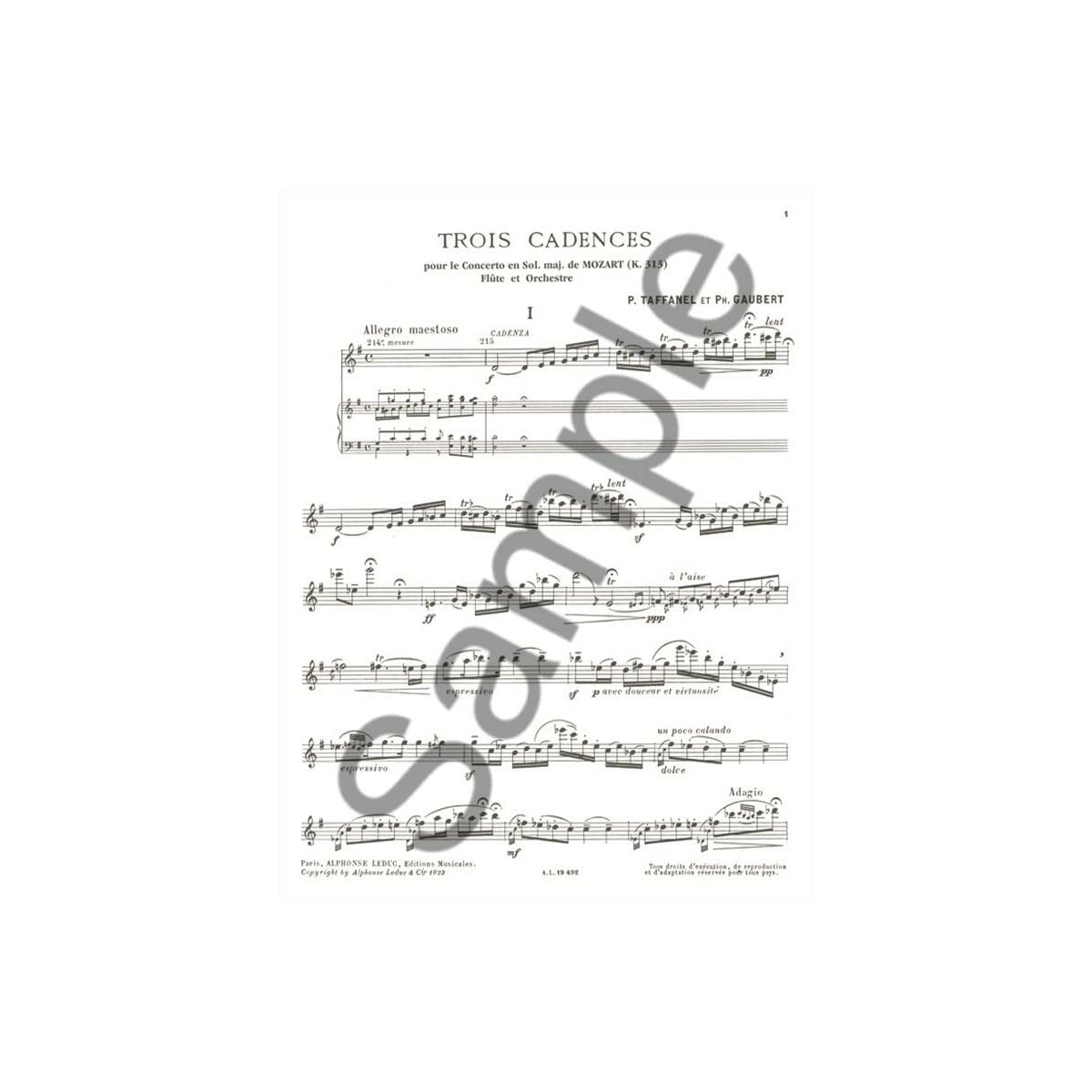 Taffanel- Gaubert, Kadenzen Mozart Konzerte