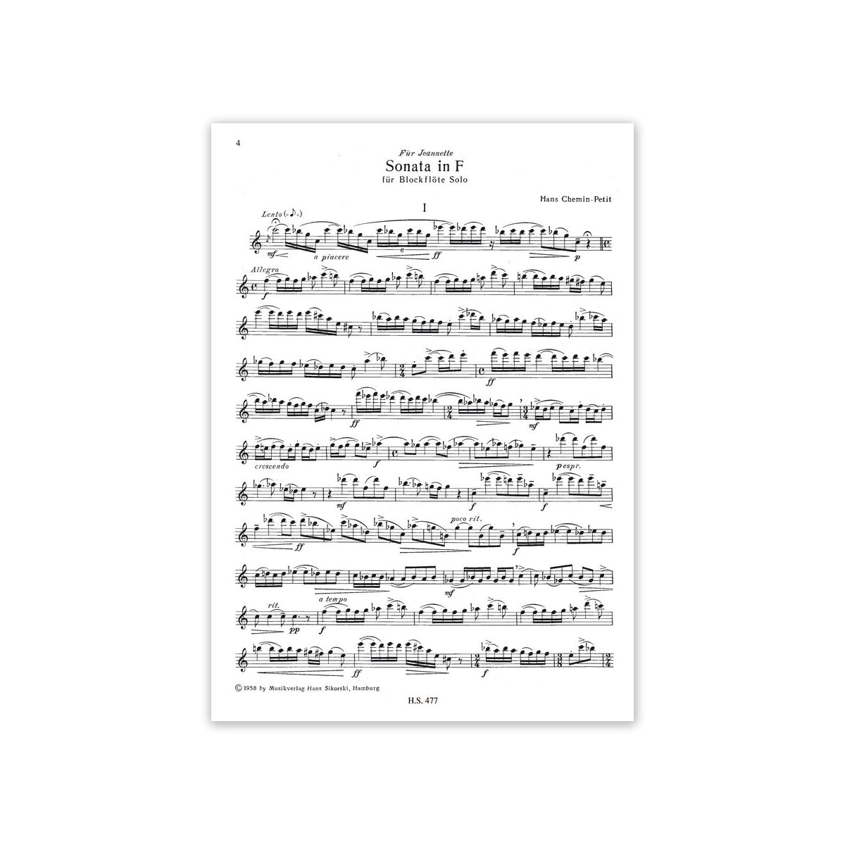 Chemin-Petit, Sonate in F View 1