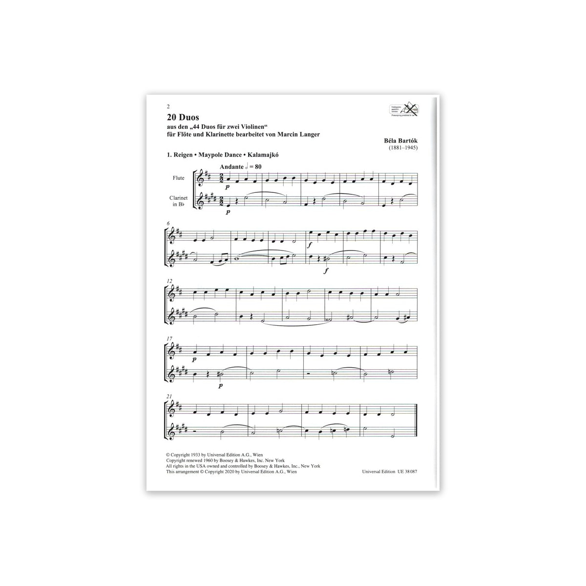Bartok, 20 Duos