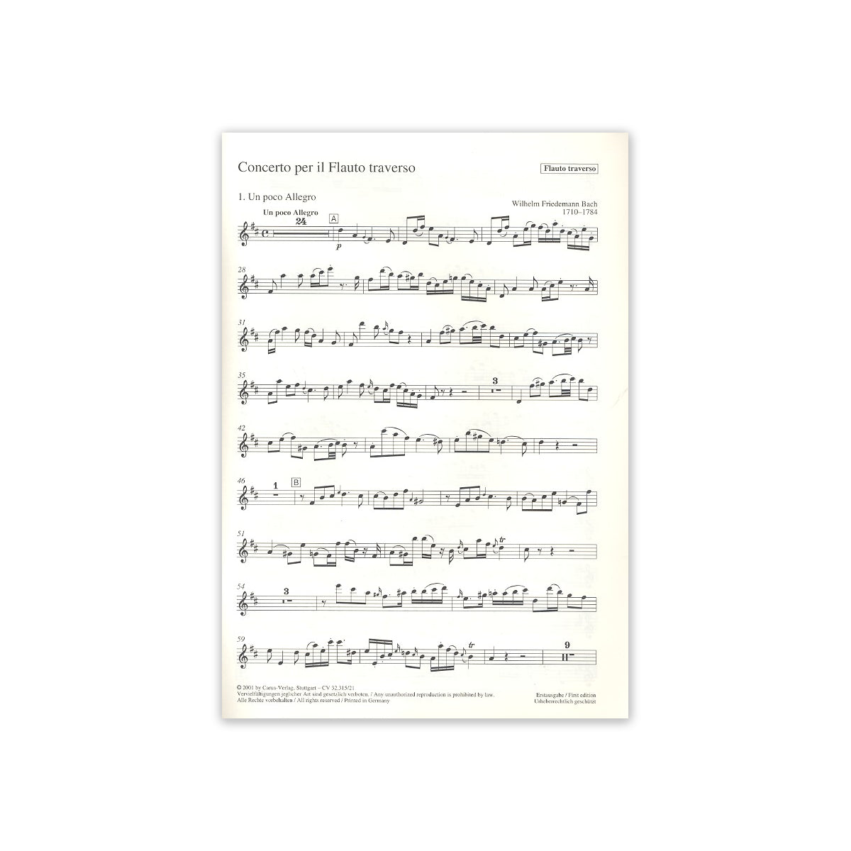 Bach W.Fr., Konzert D-Dur BRWFBC15 Flöte View 1
