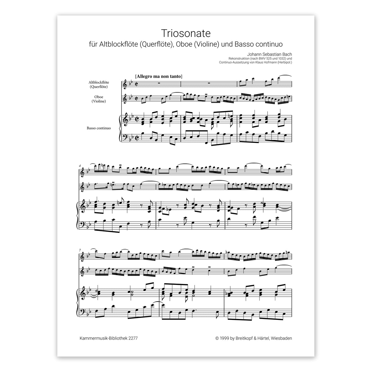 Bach, Triosonate B-Dur nach BWV525 u. BWV1032 View 3