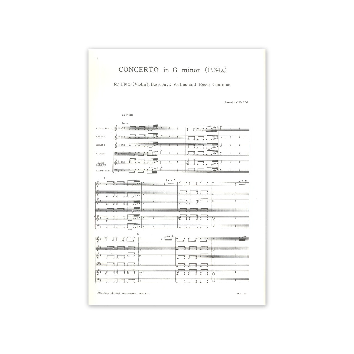 Vivaldi, Konzert g-Moll RV439 Fl, Fag, 2Vl Bc View 1