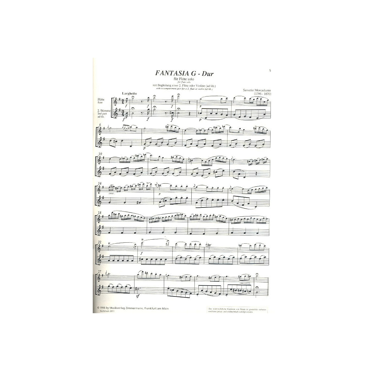 Mercadante, Fantasia G-Dur View 3
