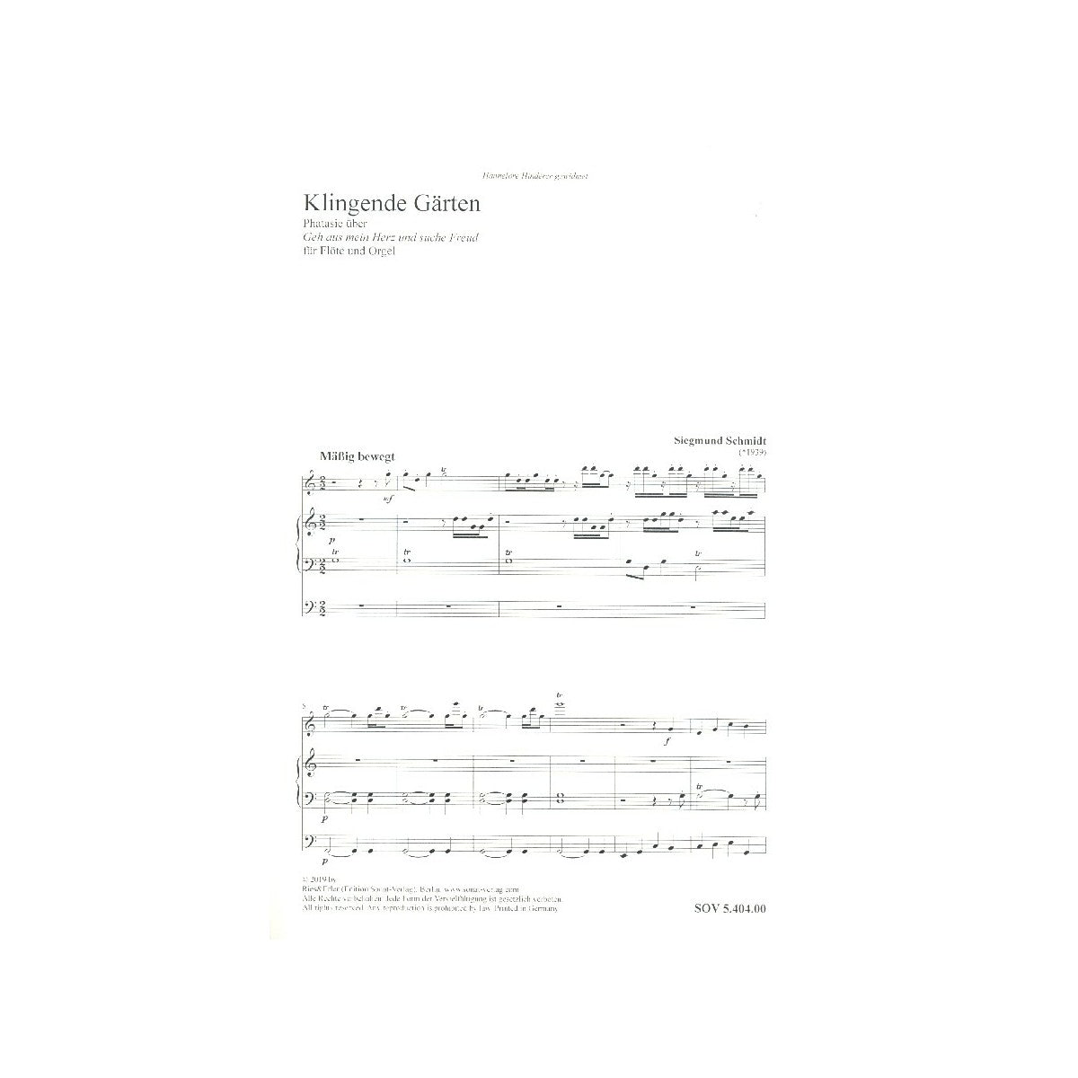 Schmidt, Klingende Gärten für Flöte und Orgel View 1