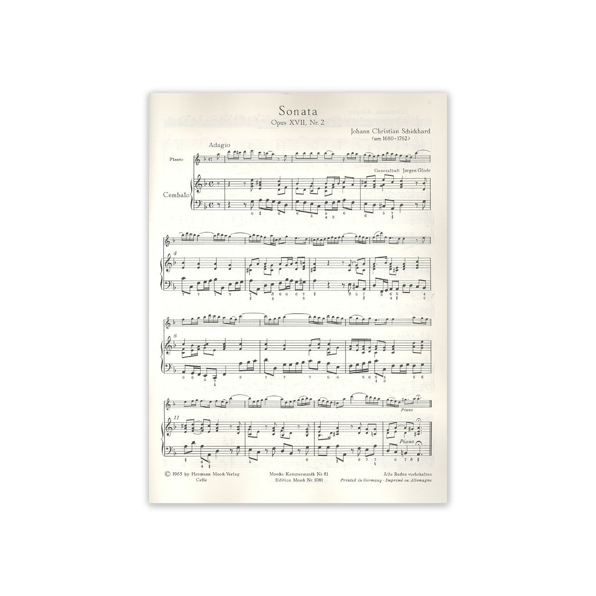 Schickhardt, Sonate d-Moll op.17,2
