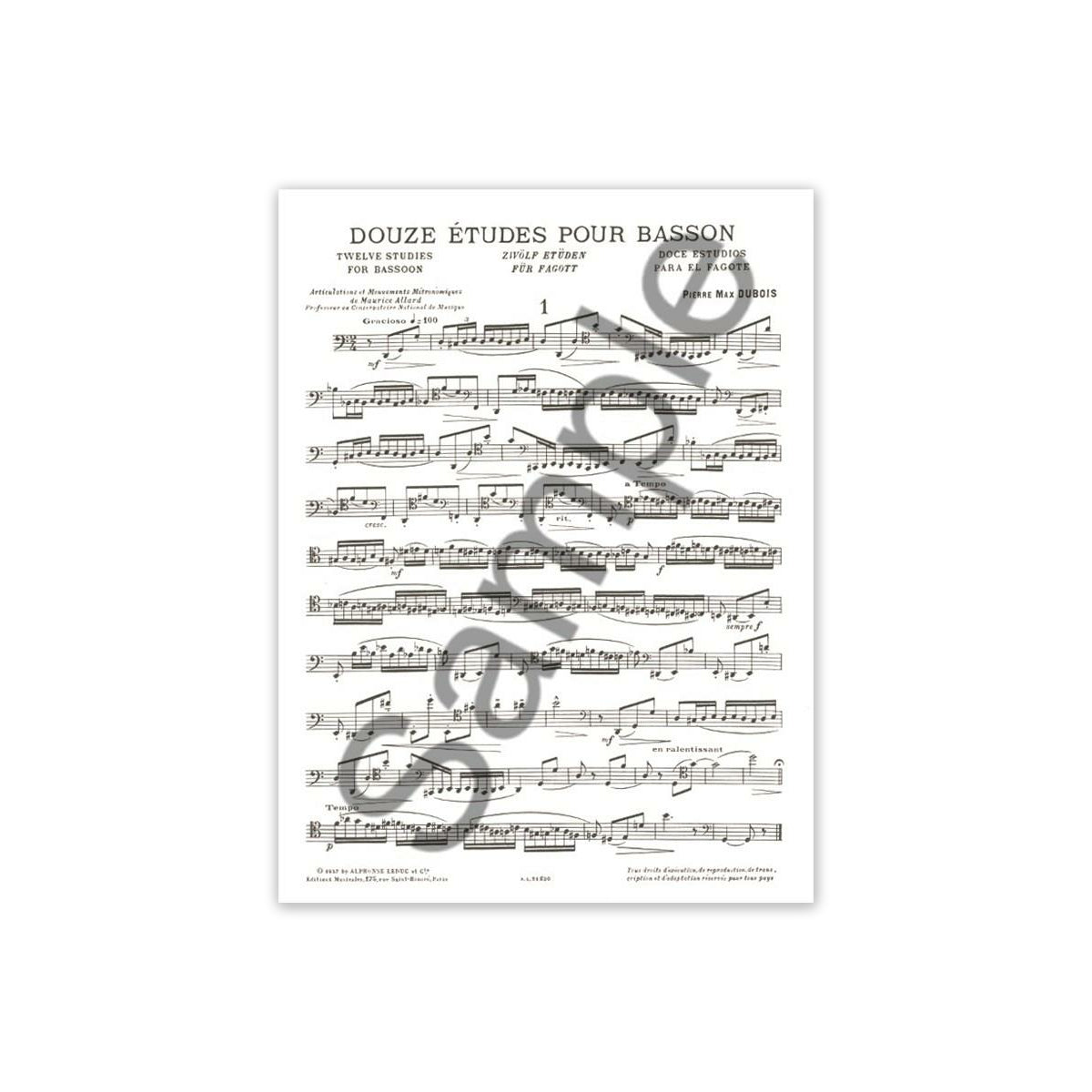 Dubois, 12 Études pour basson View 1