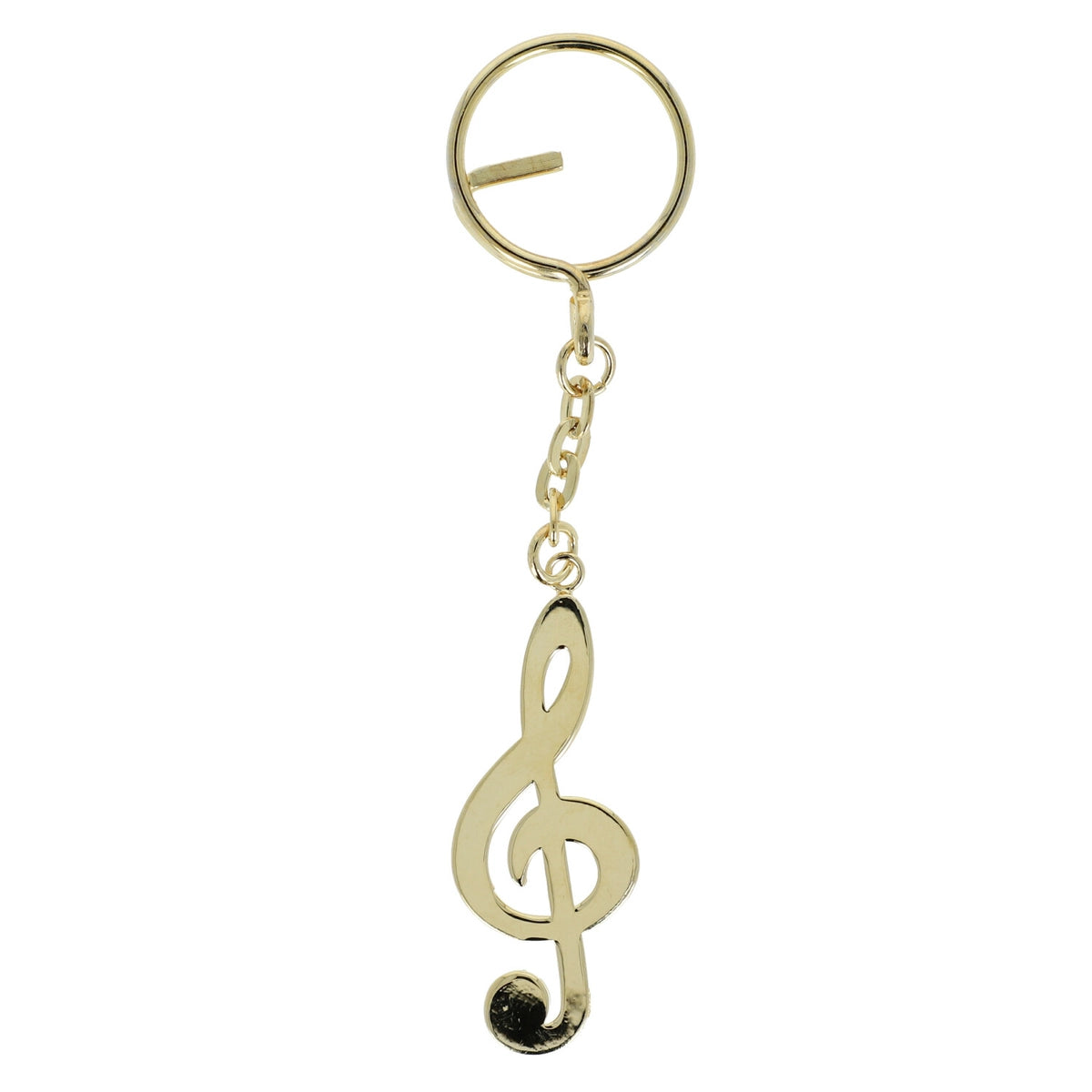 Gold-plated violin clef keyring pendant