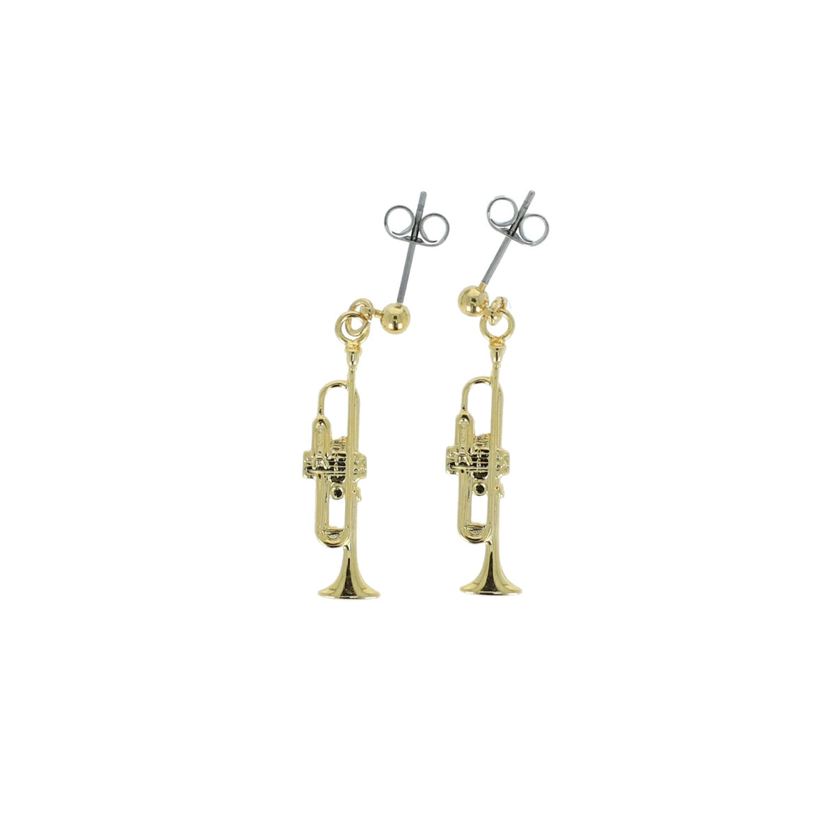 Gold-plated trumpet stud earrings
