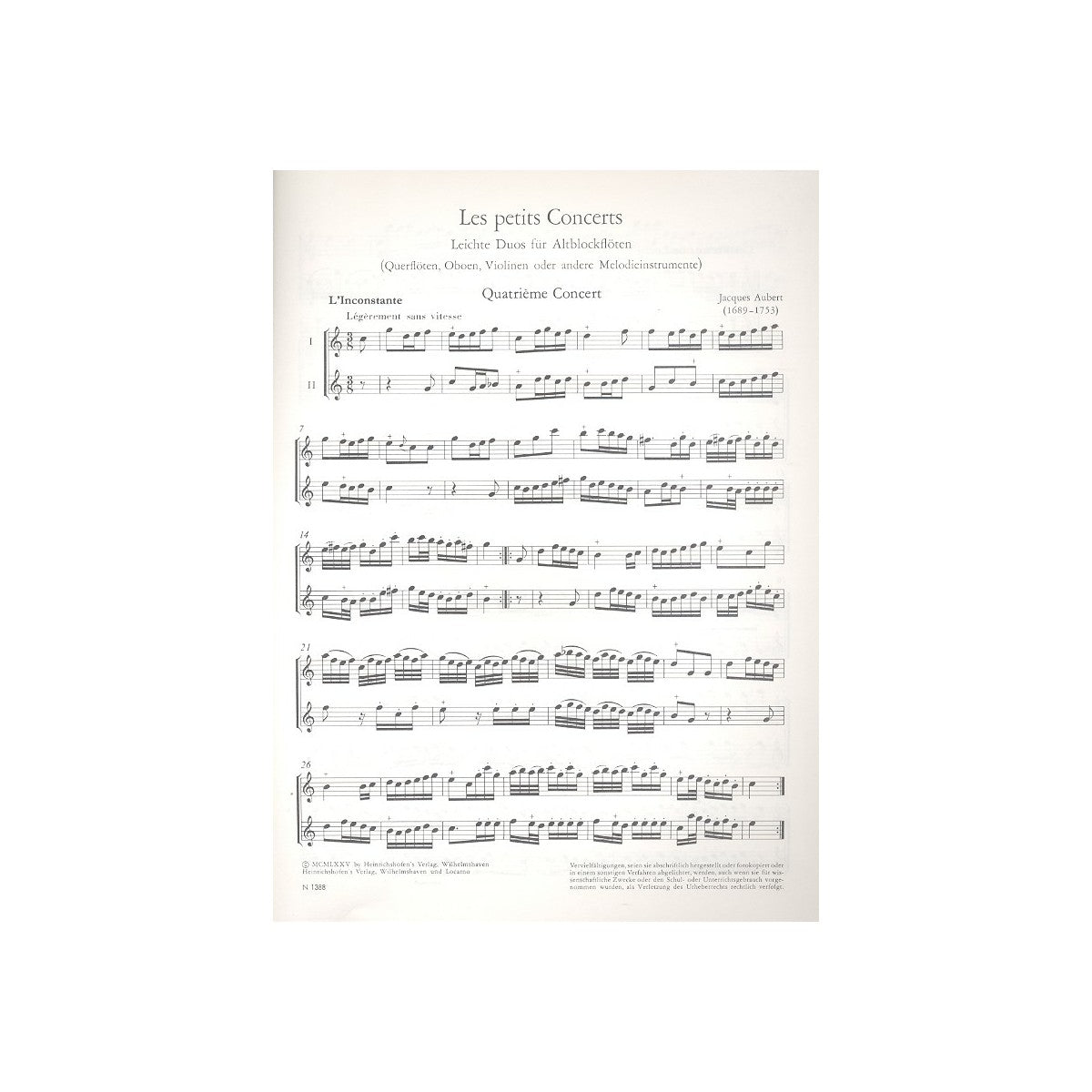 Aubert, Les petits Concerts op.16 Bd.2 View 1