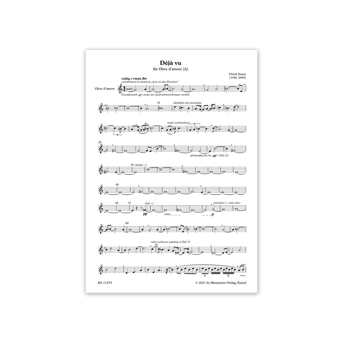 Stranz, Déjà vu für Oboe d'amore