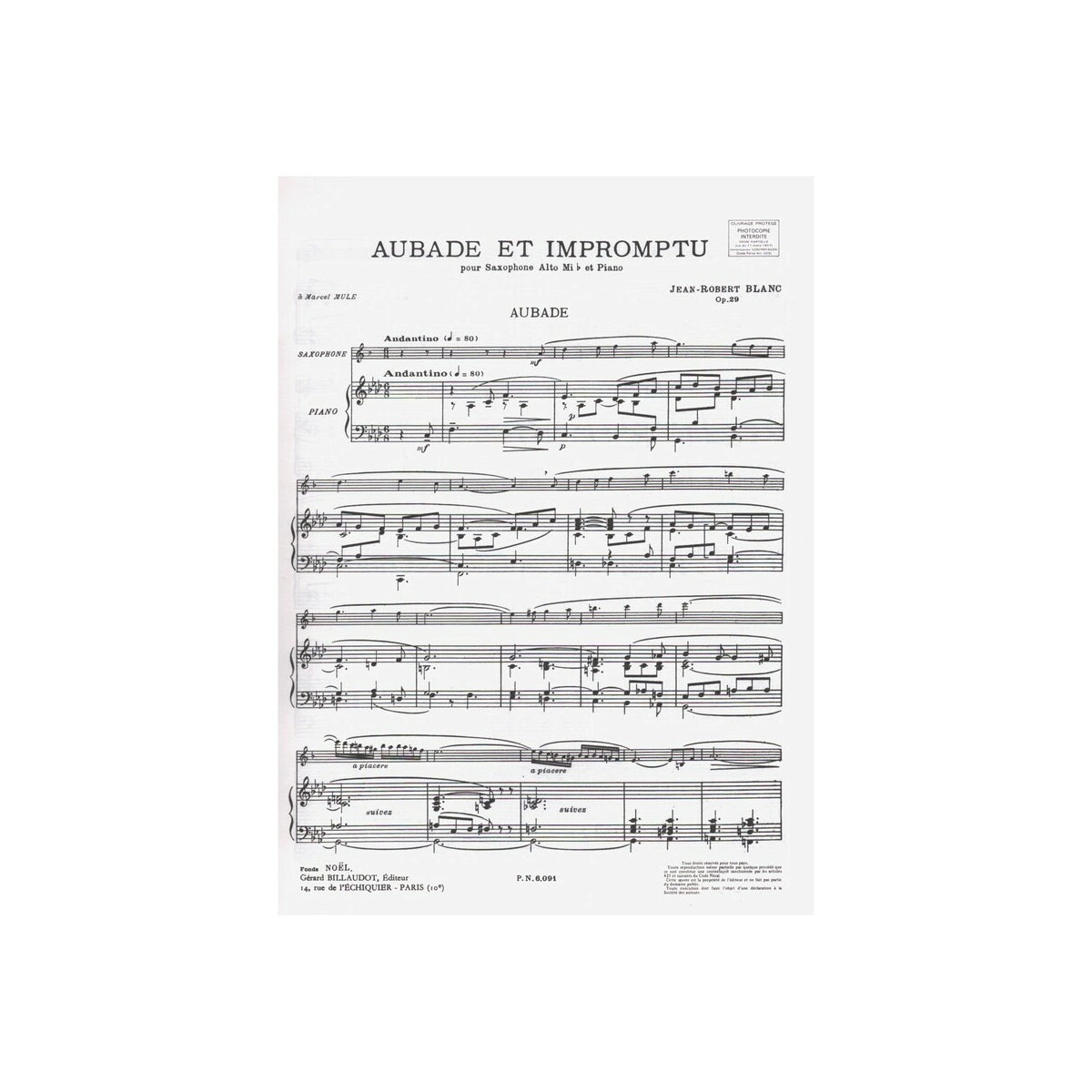 Blanc, Aubade et impromptu op.29 View 1