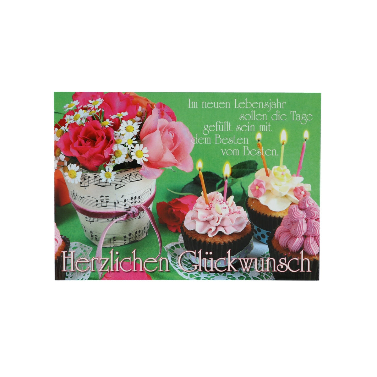 Postkarte Glückwunsch Torte Rosen View 1