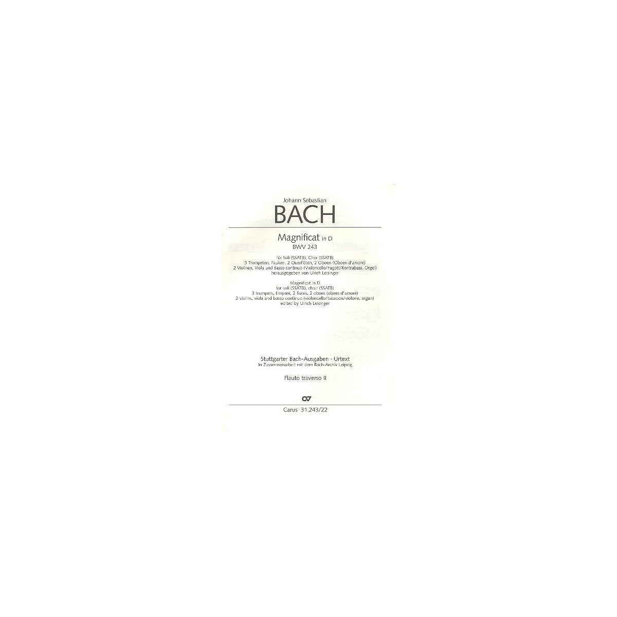 Bach, Magnificat D-Dur BWV24 Flöte 2 View 2