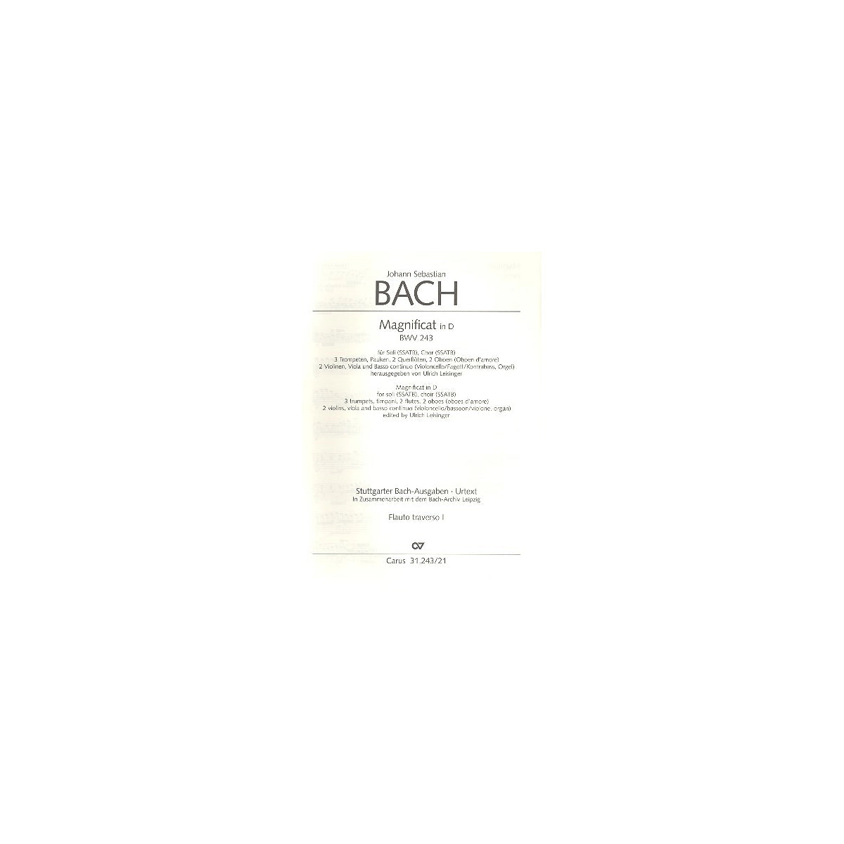 Bach, Magnificat D-Dur BWV24 Flöte 1 View 1