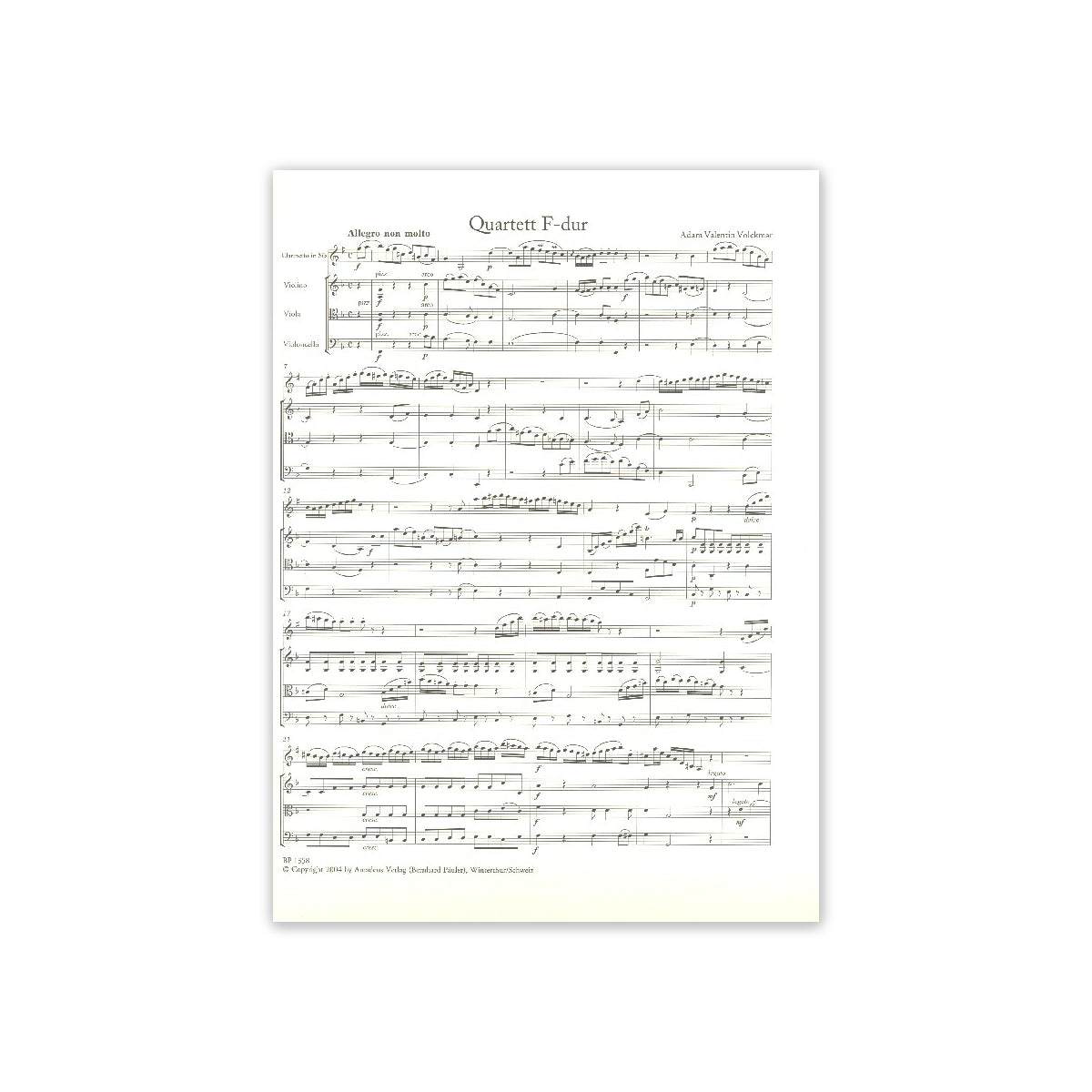 Volckmar, Wilhelm Adam Valentin Quartett F-Du View 1
