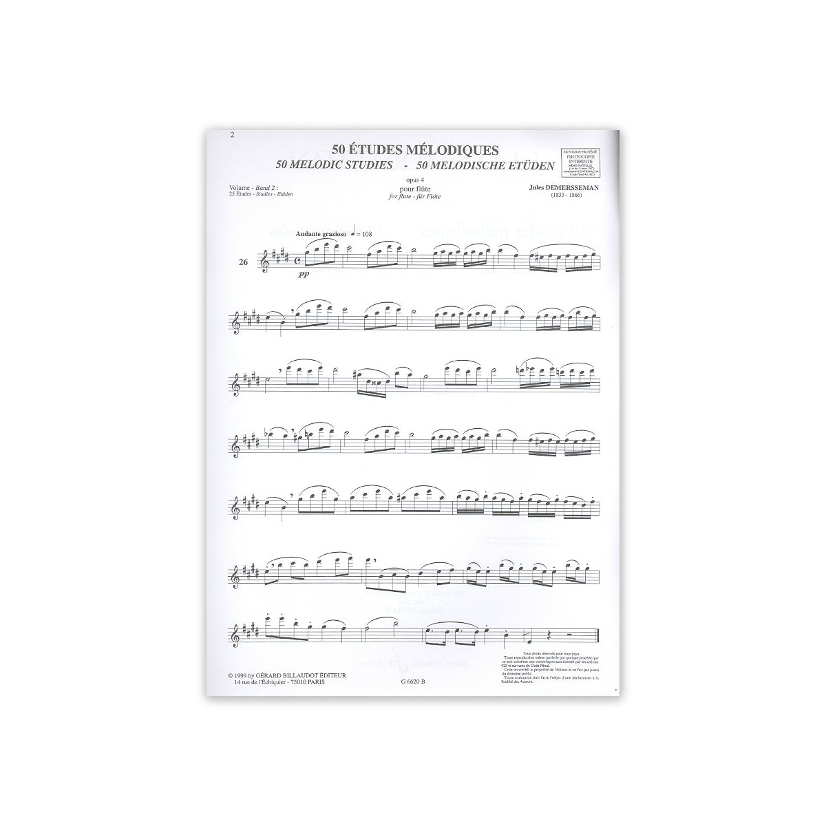 Demersseman, 50 études mélodiques op.4 vol.2