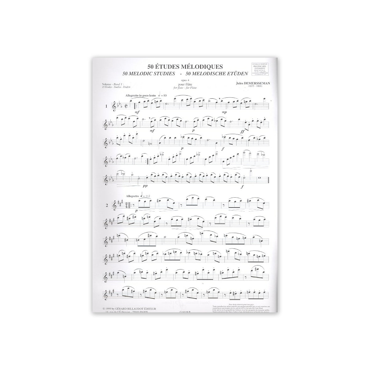 Demersseman, 50 études mélodiques op.4 vol.1