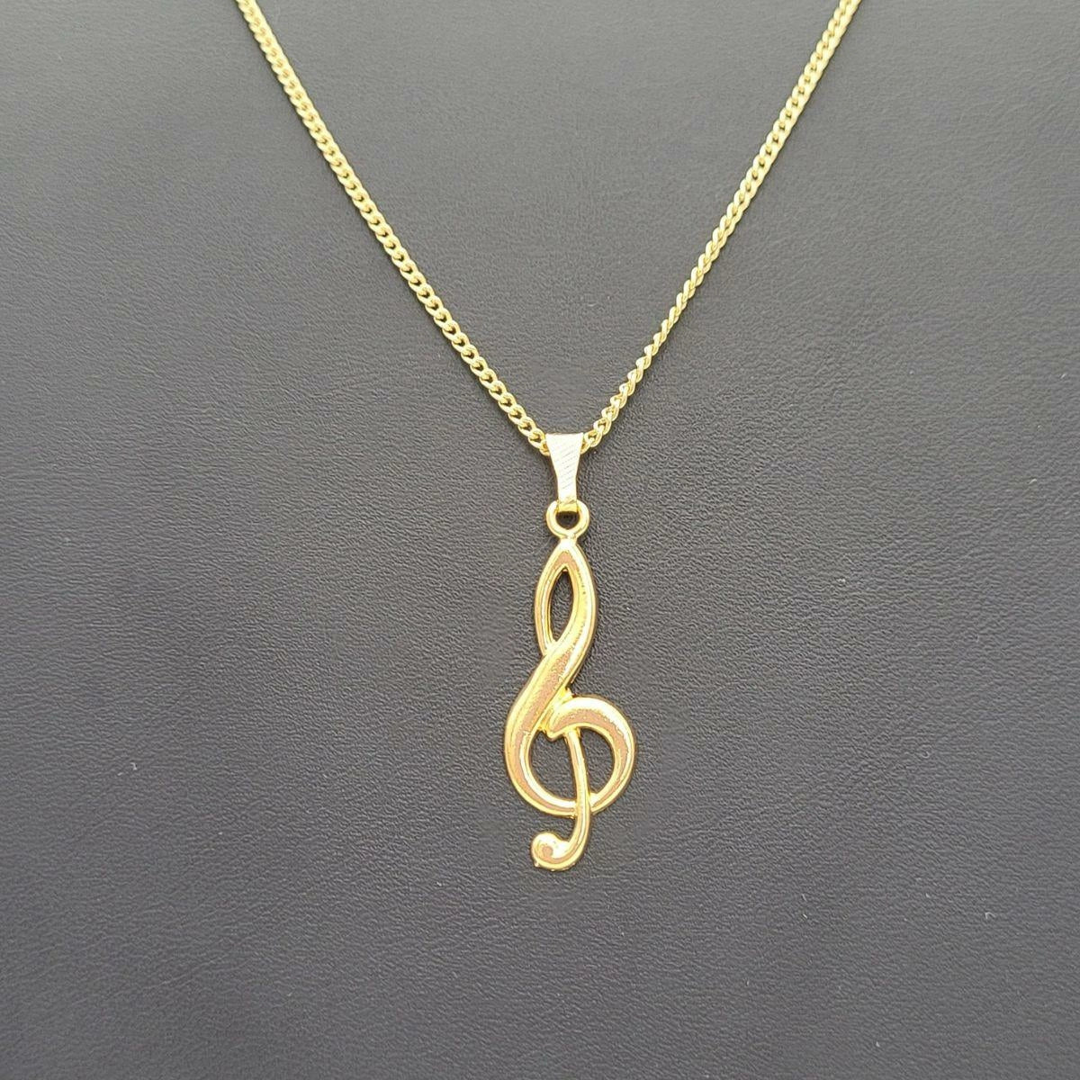 Gold-plated treble clef chain