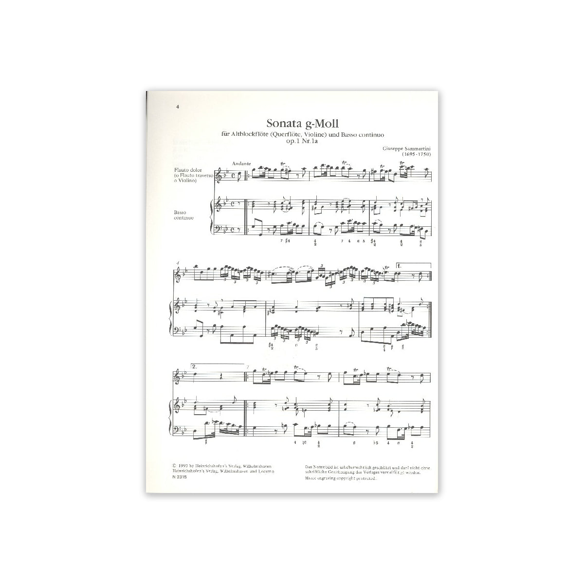 Sammartini, Giovanni Battista Sonate g-Moll f