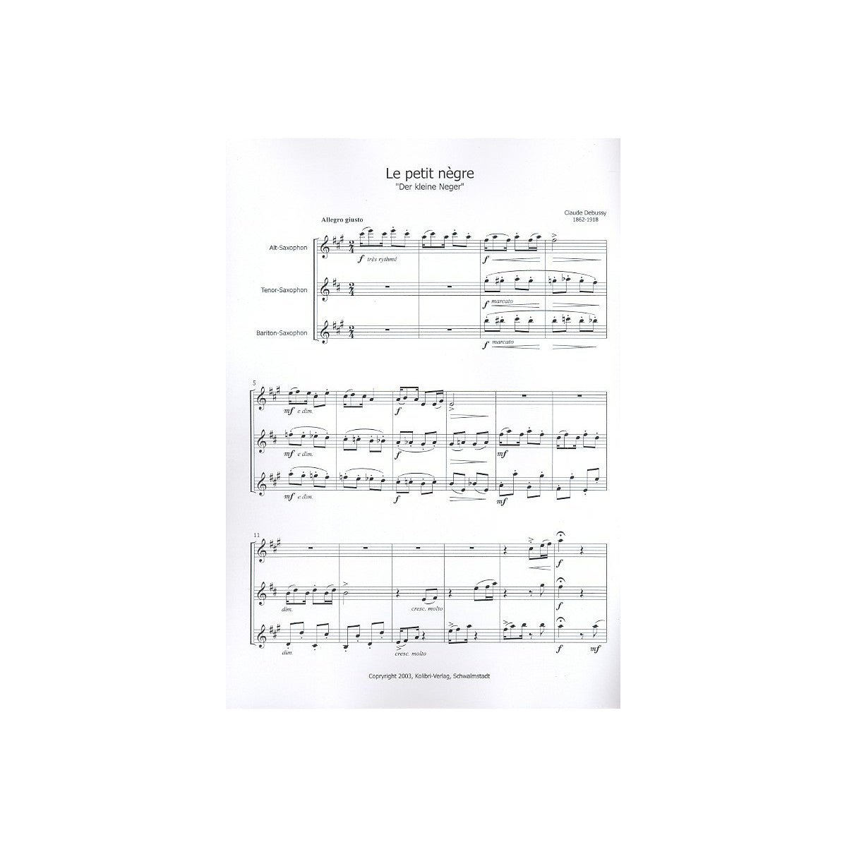 Debussy, Le petit negre für 3 Saxophon View 1