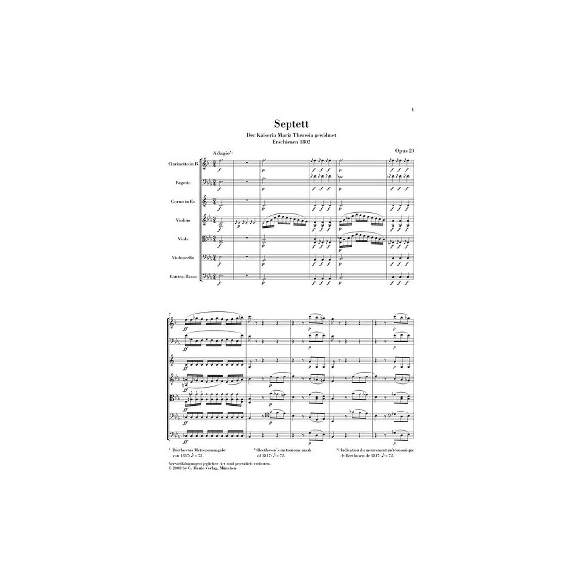 Beethoven, Ludwig van Septett Es-Dur op.20 fü View 1