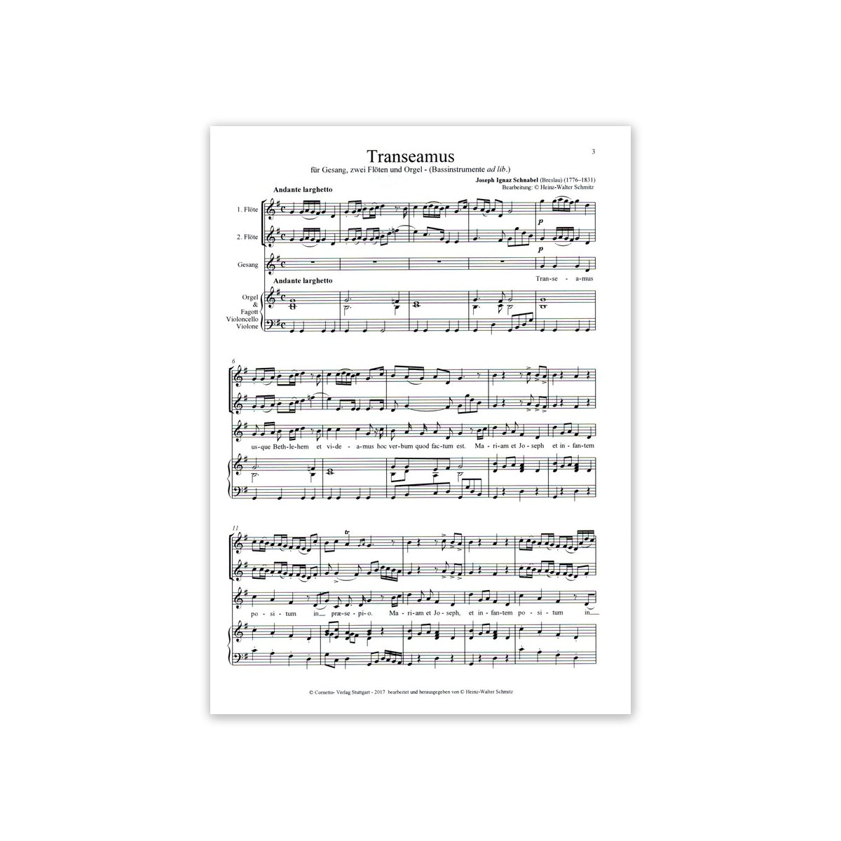 Schnabel, Joseph Ignaz Transeamus für Gesang, View 1
