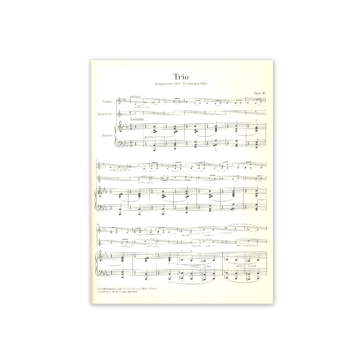 Brahms, Johannes Trio Es-Dur op.40 für Horn (
