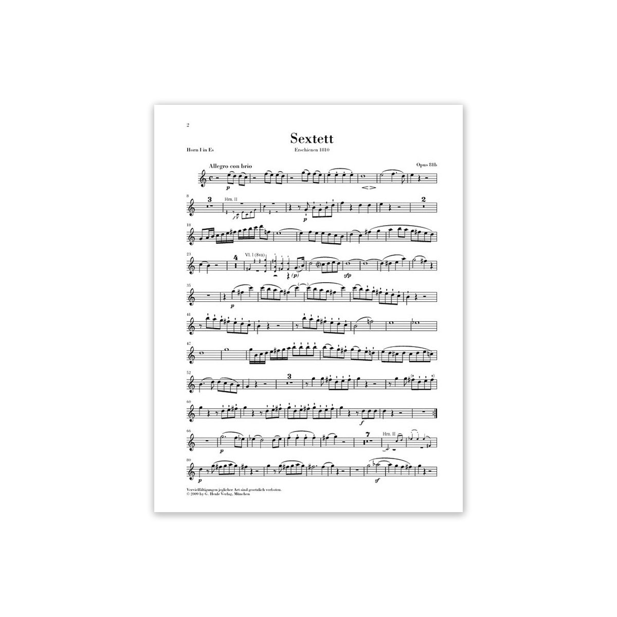 Beethoven, Ludwig van Sextett Es-Dur op.81b f