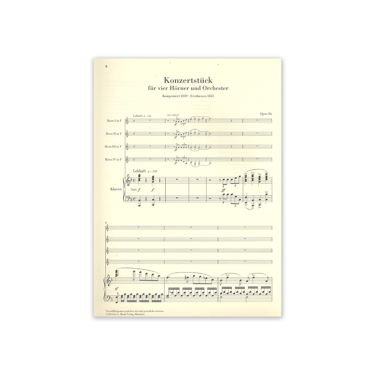 Schumann, Robert Konzertstück für 4 Hörner un