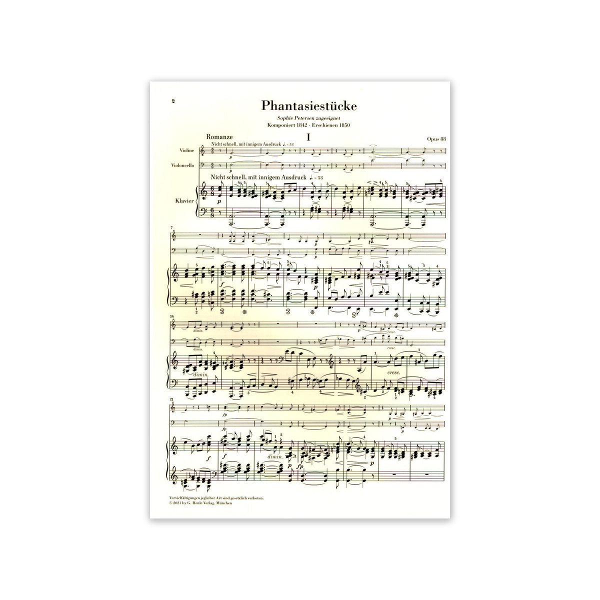 Schumann, Robert Phantasiestücke op.88 für Vi