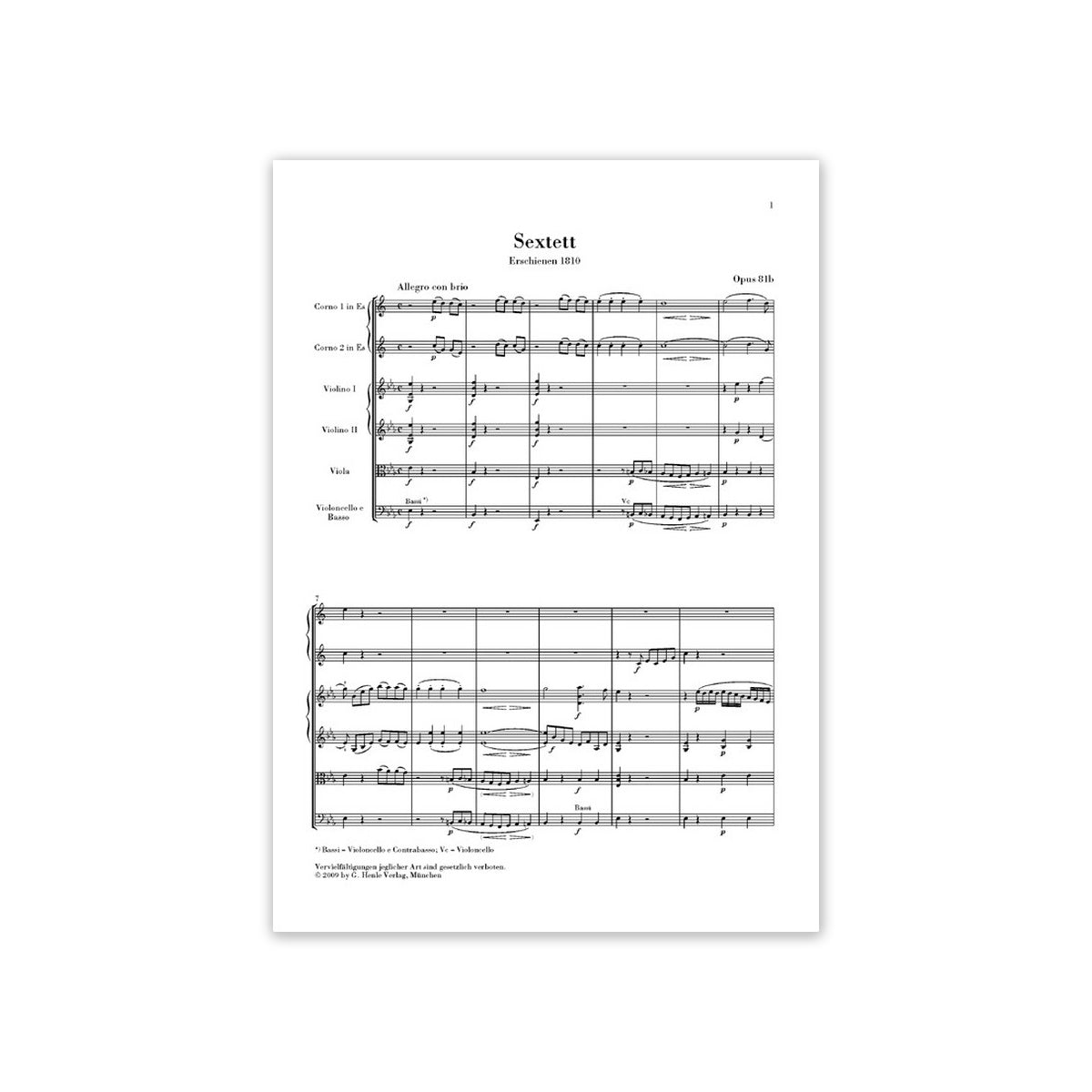 Beethoven, Ludwig van Sextett Es-Dur op.81b f-51761