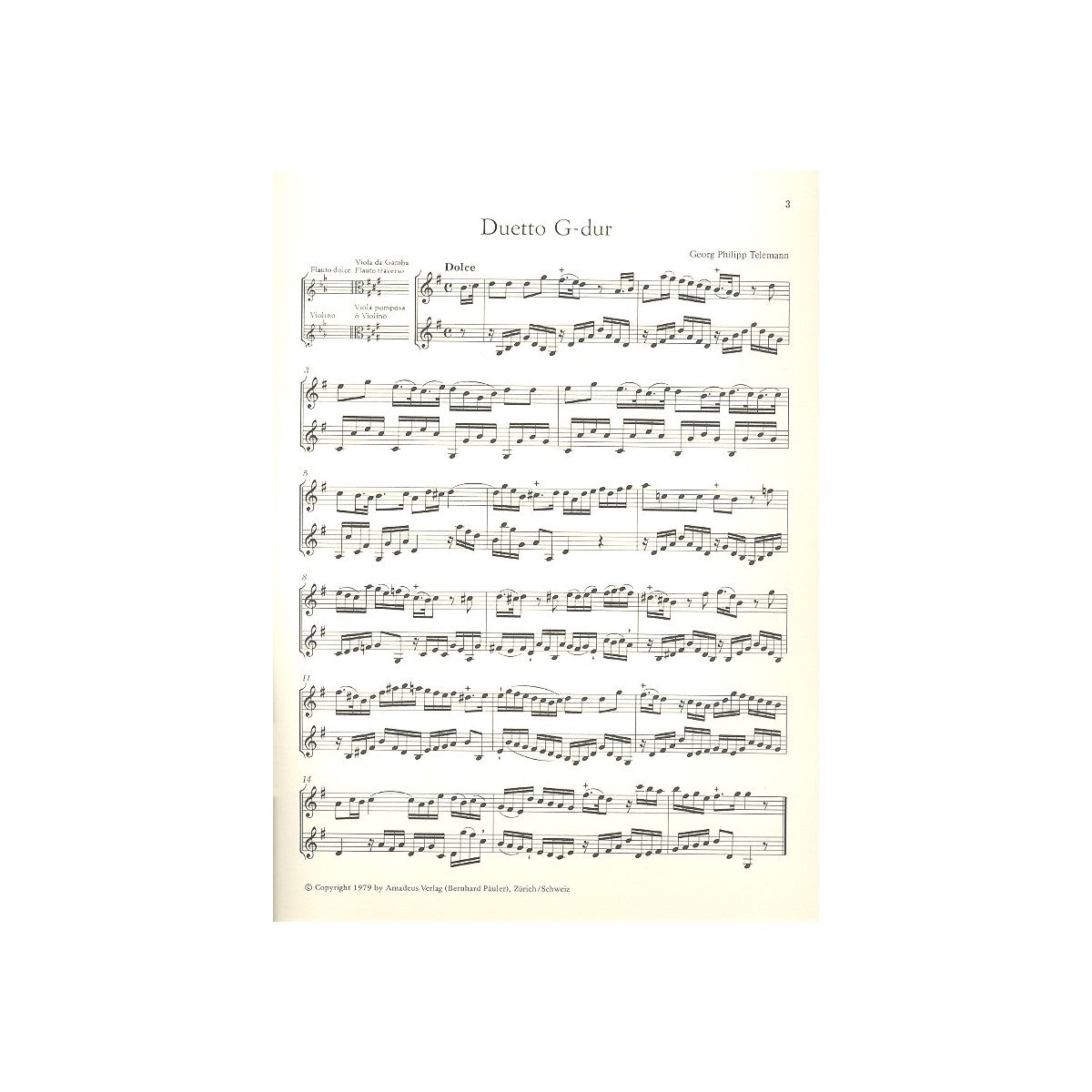 Telemann, Duett G-Dur Flöte & Violine View 1