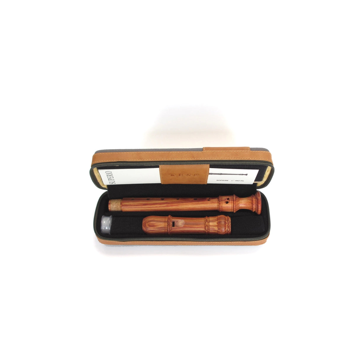 ETUI SopranBLOCKFLÖTE KÜNG, BRAUN MIT LEDER View 1