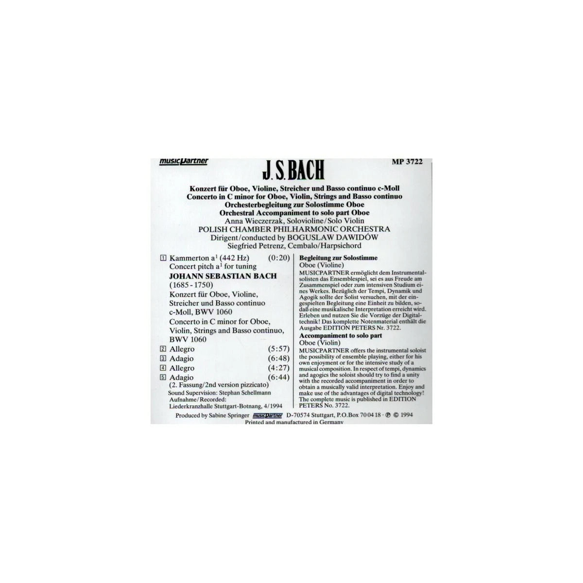 Bach, Konzert c-MOLL BWV 1060 View 2