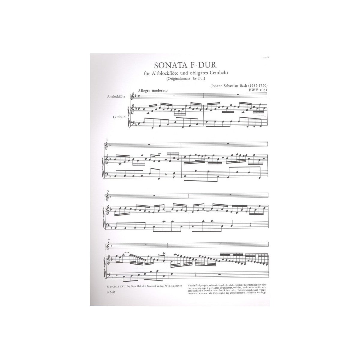 Bach, Sonate F-Dur BWV1031 View 1