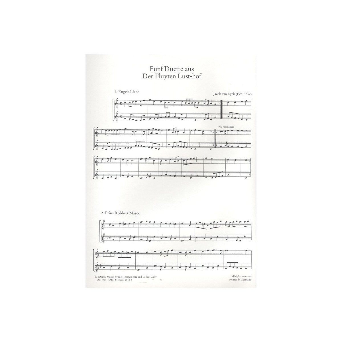 Eyck, 5 Duette Aus "Der Fluyten Lust-Hof" View 2