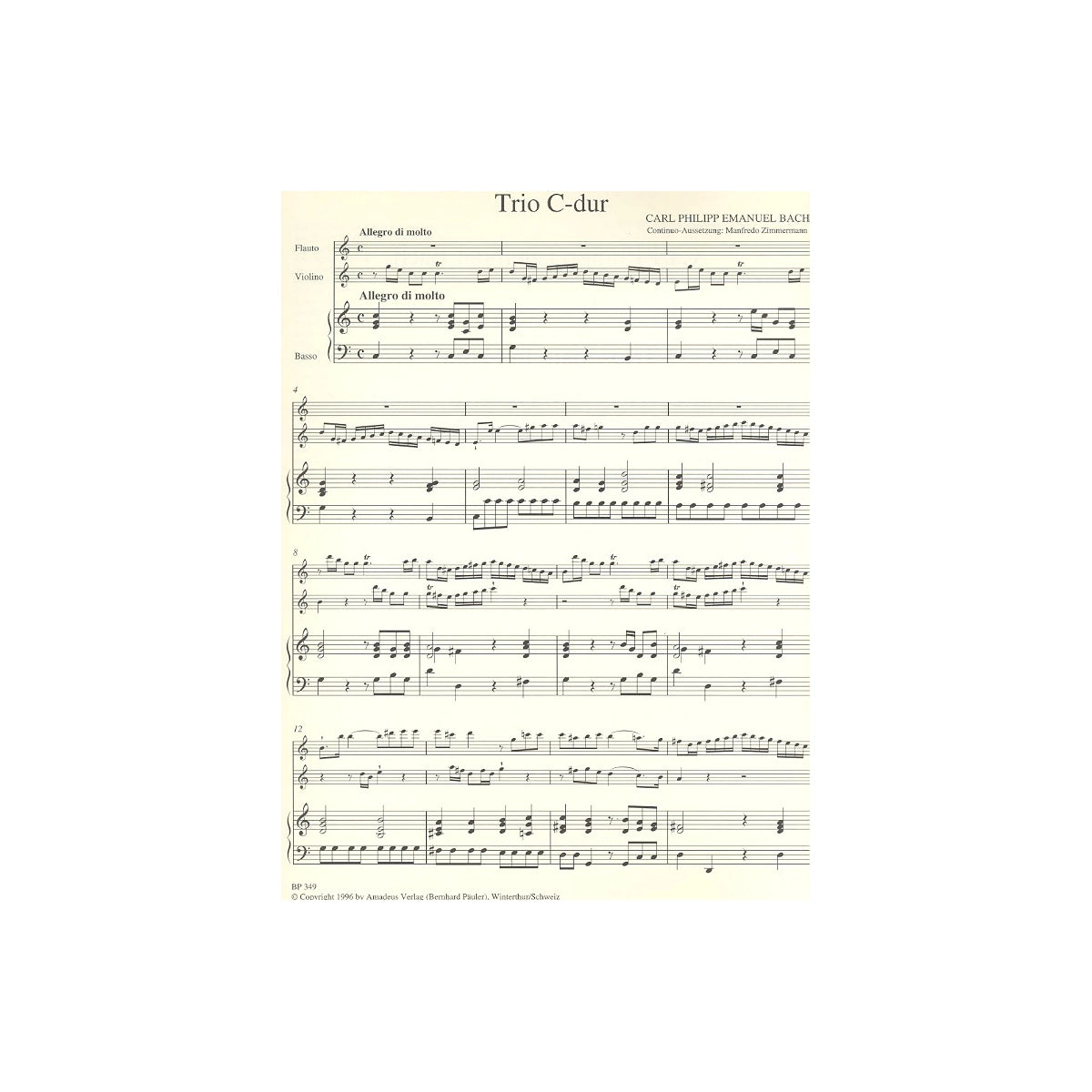 Bach C.Ph.E., Triosonate C-Dur - Fl.,Vl.,Bc.