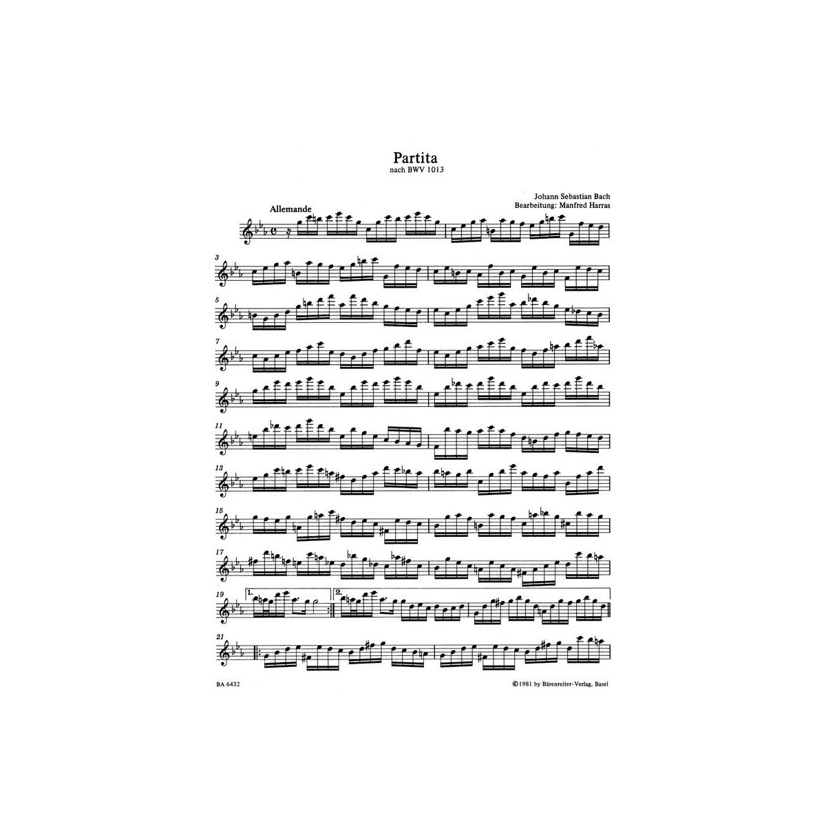 Bach, Partita c-moll nach BWV1013 View 1