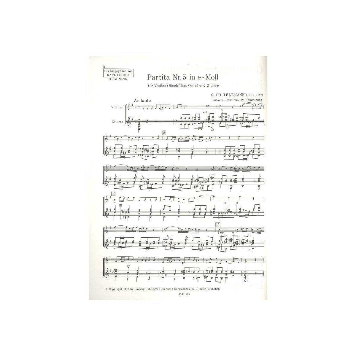 Telemann, Partita e-Moll Nr.5 View 2