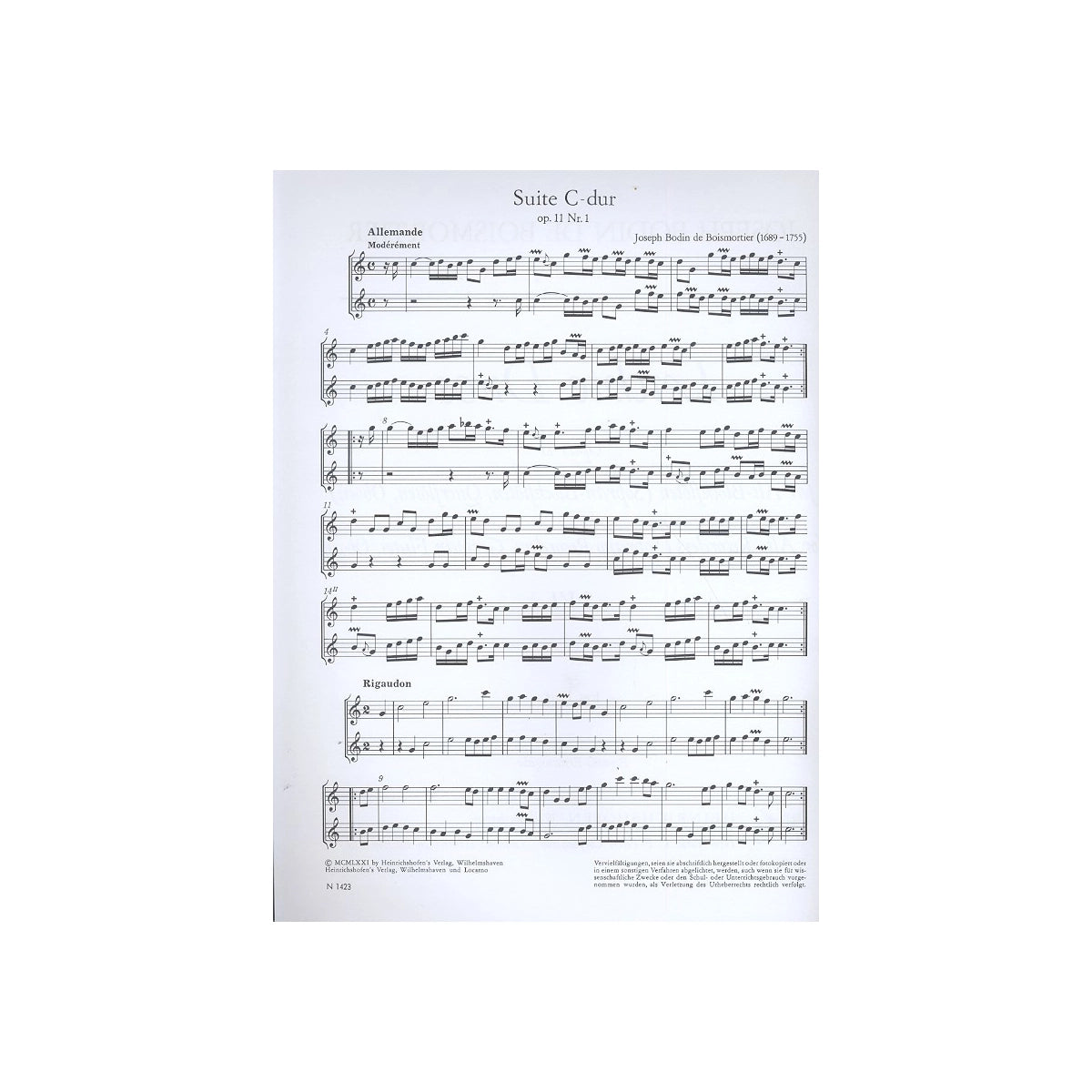 Boismortier, Leichte Duos op.11 View 2