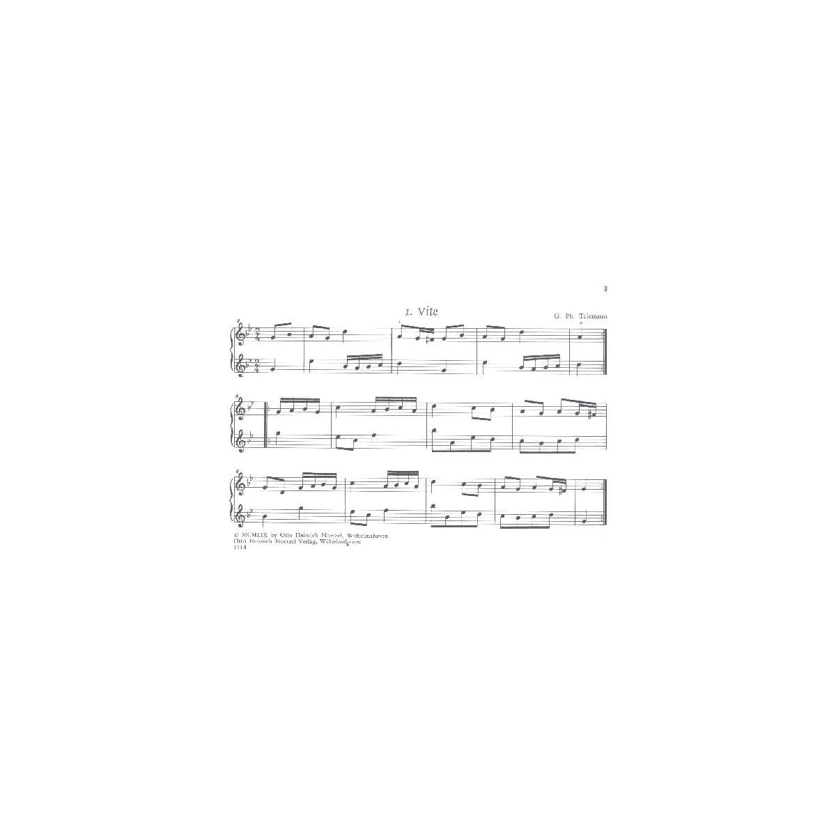 Telemann, 10 Stücke aus "Fantaisies pour clav