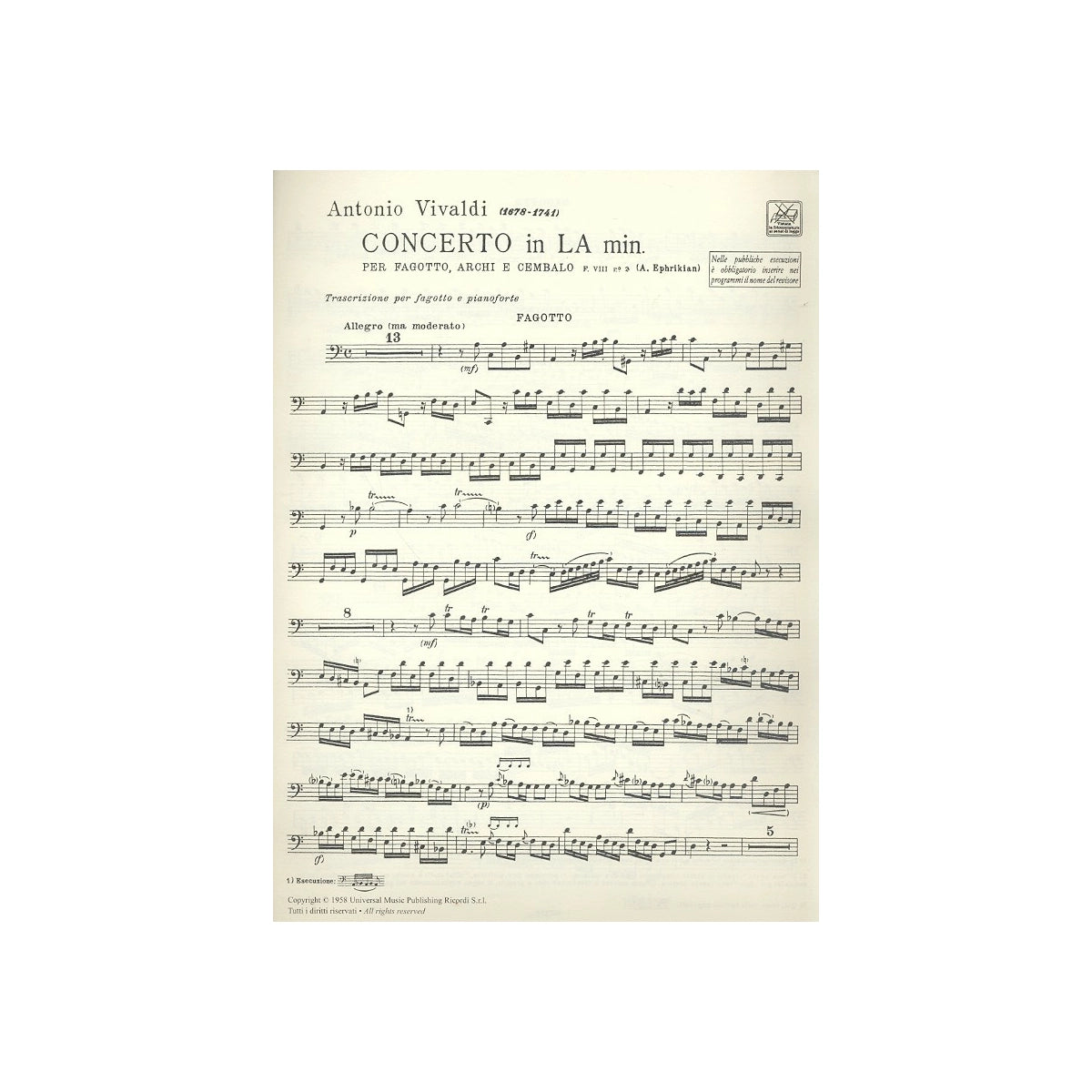 Vivaldi, Konzert a-Moll RV 498 View 2