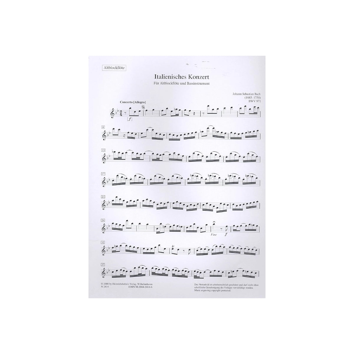 Bach, Italienisches Konzert BWV 971 View 2