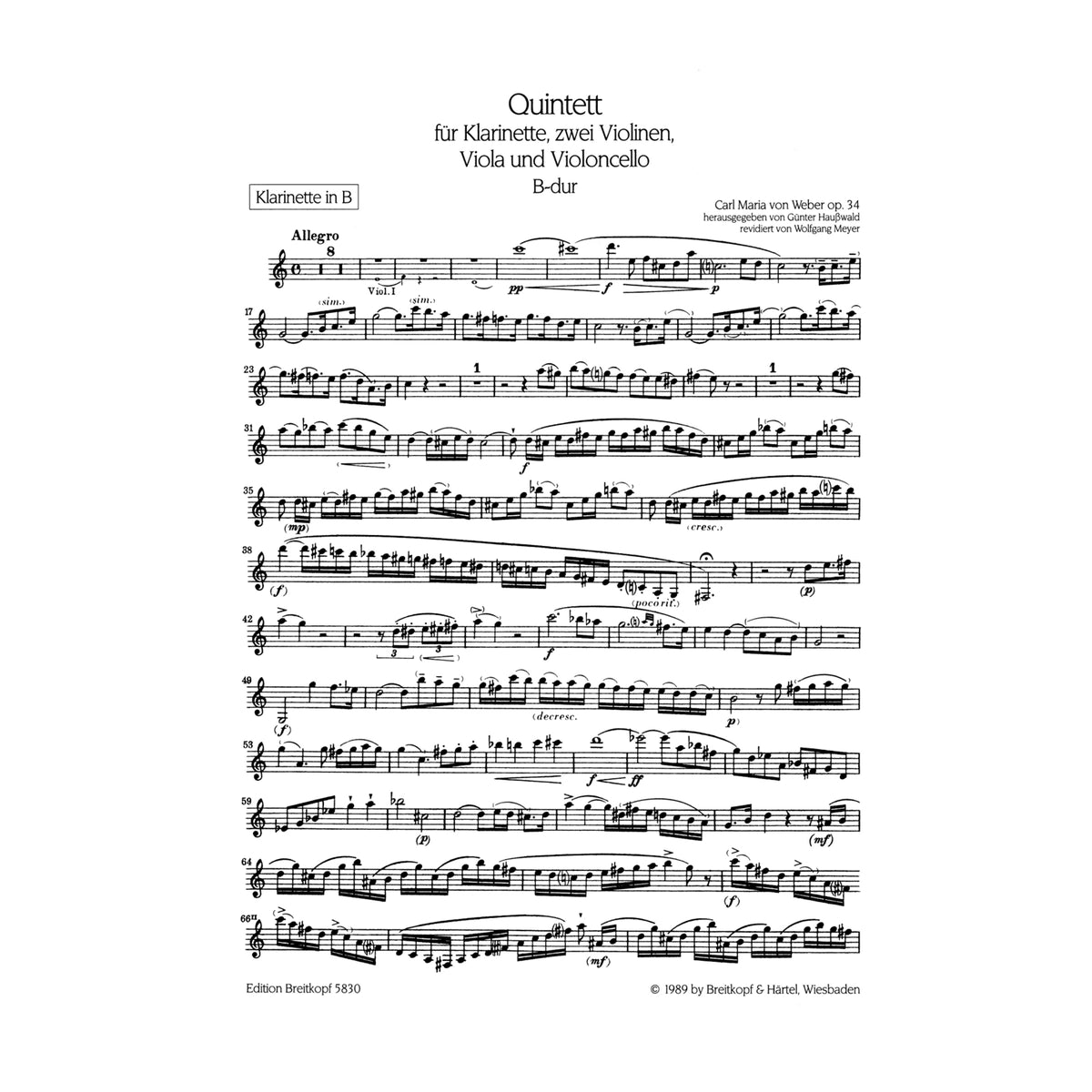 Weber, Klarinettenquintett op.34